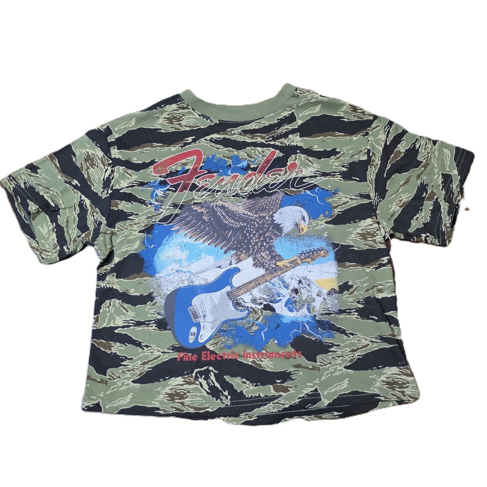 Fender Eagle Guitar Camo Graphic‎ T Shirt Pull Over Short Sleeve Size XXS NWT